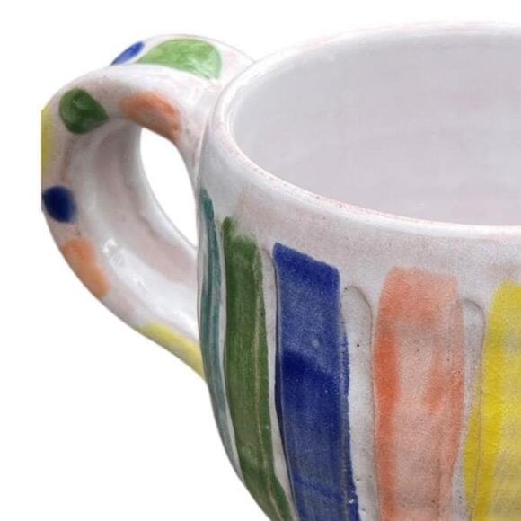 Multi Color Stripes & PolkaDots Pottery Coffee Mug - Picture 9 of 15